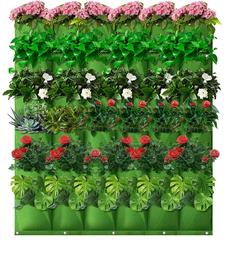 Wall mounted felt planting bag Cross border gardening project green planting bag non-woven seedling flower and plant bag