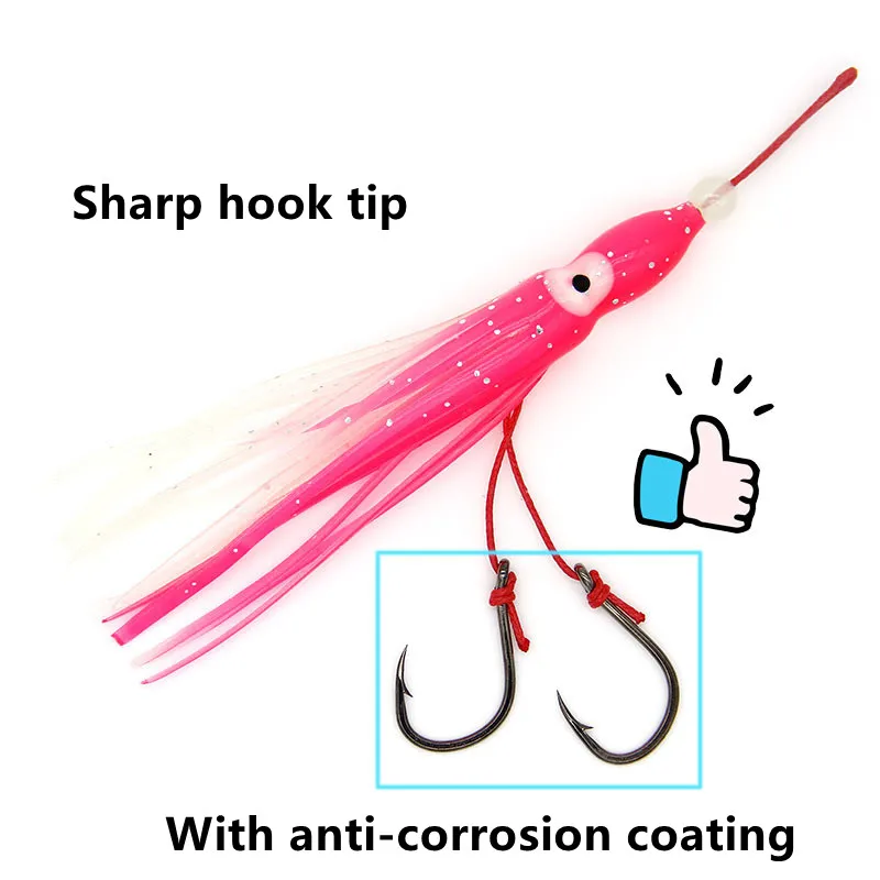 Amazon Hot Sale Sea Fishing Metal Jig Hooks Double Assist Slow Jigging Hook With Octopus lure