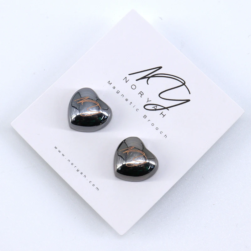 2021 new fashion custom logo mighty  heart-shaped hijab magnets pins brooches wholesale magnetic pins for hijab muslim women