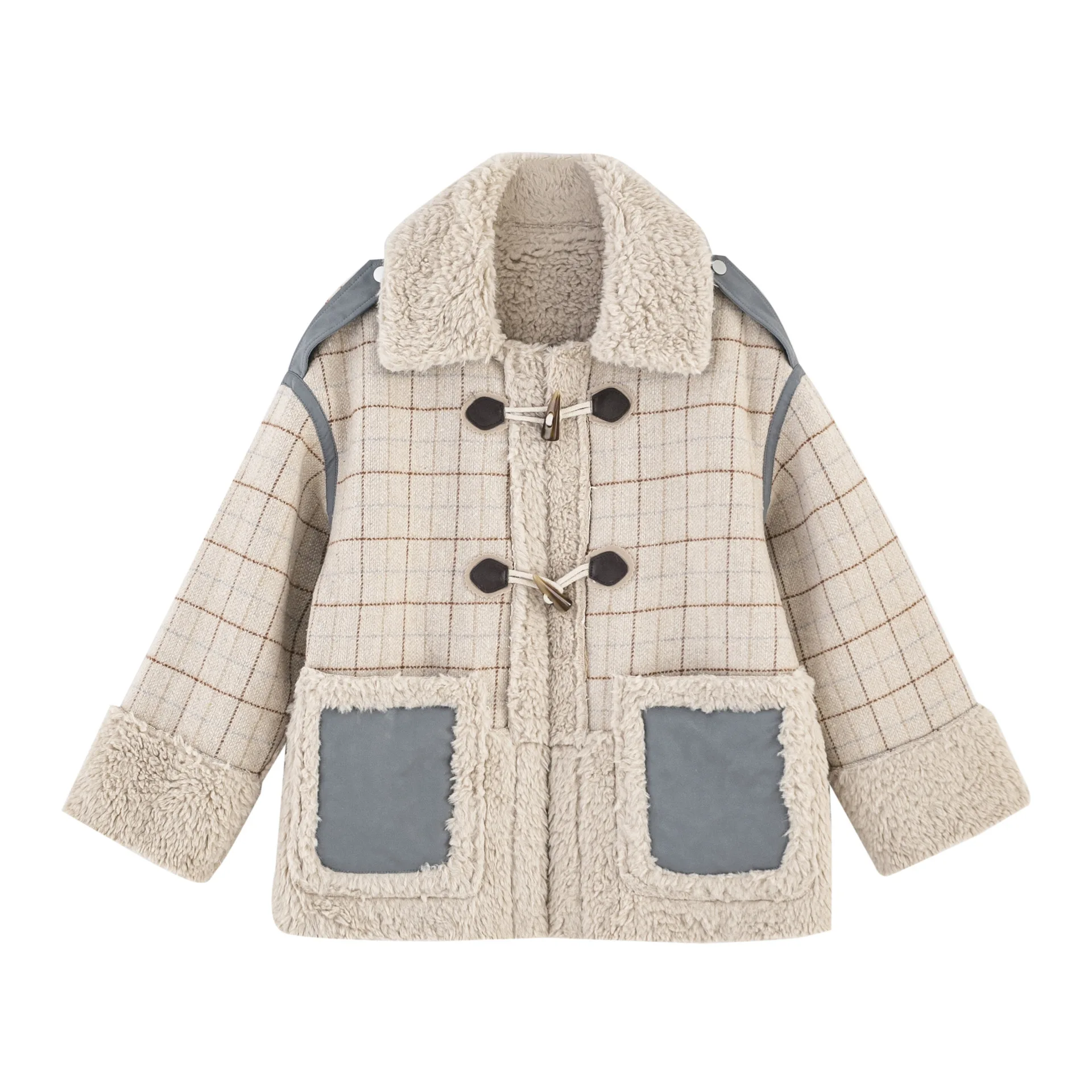 
Womens 2020 Winter Fashion Lambs Wool Fur Coat Patch Pocket Women Thicken Fleece Jackets 