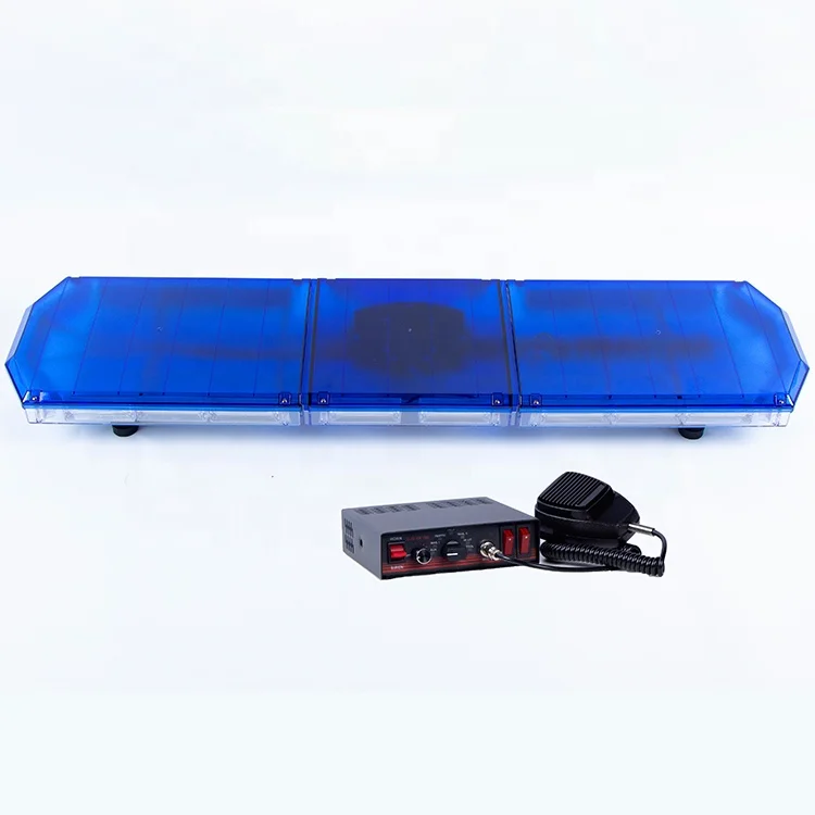 High power full size blue led ambulance strobe warning light bar with siren