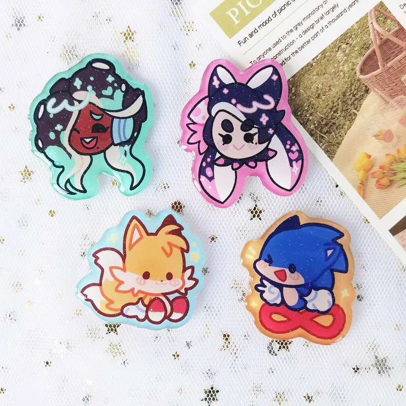 Wholesale custom printed cartoon cute design acrylic badge charms custom epoxy resin acrylic pins