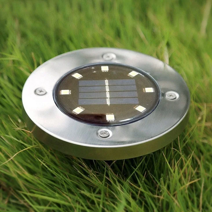 outdoor ground solar lawn stainless steel grass 8 led light