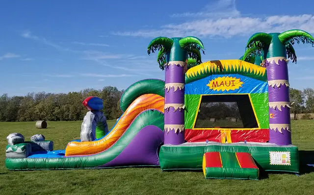 Commercial inflatable palm coconut tree house bouncer bouncy castle jumper bounce house combo with slide for  party  business