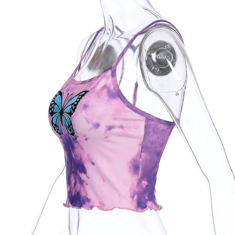 Hot Sales Butterfly Printing Camis Sexy Backless Crop Top