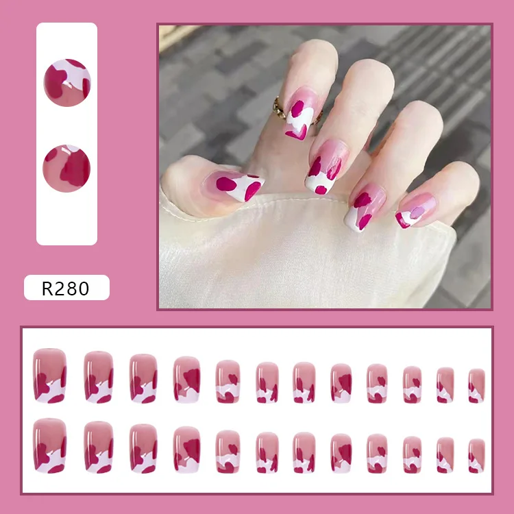 Cute New Middle square colorful classic golden sequins embroider press on nails diamond Polish Acrylic Artificial fingerNails