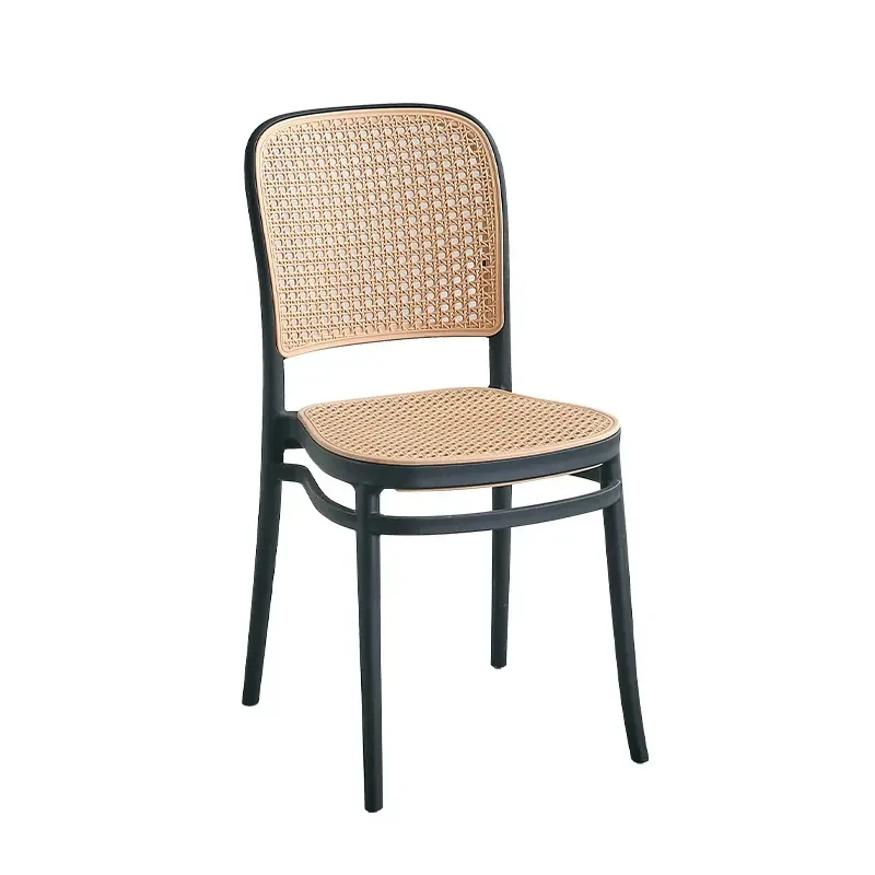 Classic Design Colored High Back Stackable Restaurant Cafe Chair Plastic Rattan Dining Chairs for Sale