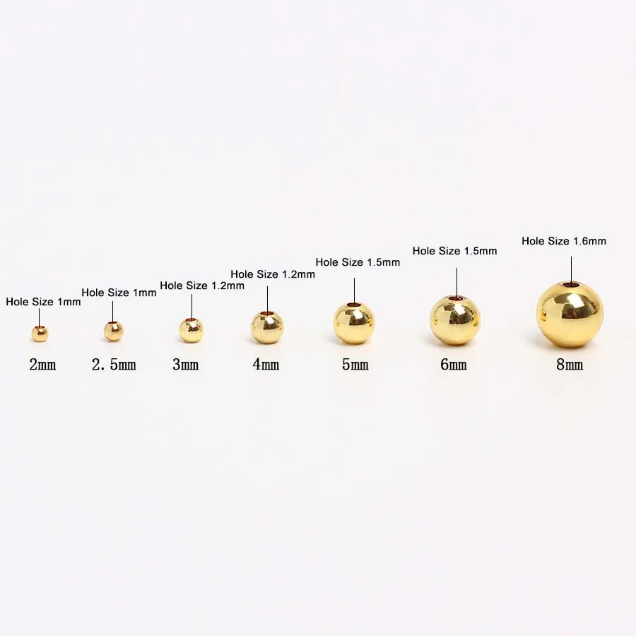 14k 18k Gold Plated Spacer Metal Beads Round Ball for Jewelry Making Bracelets Necklaces