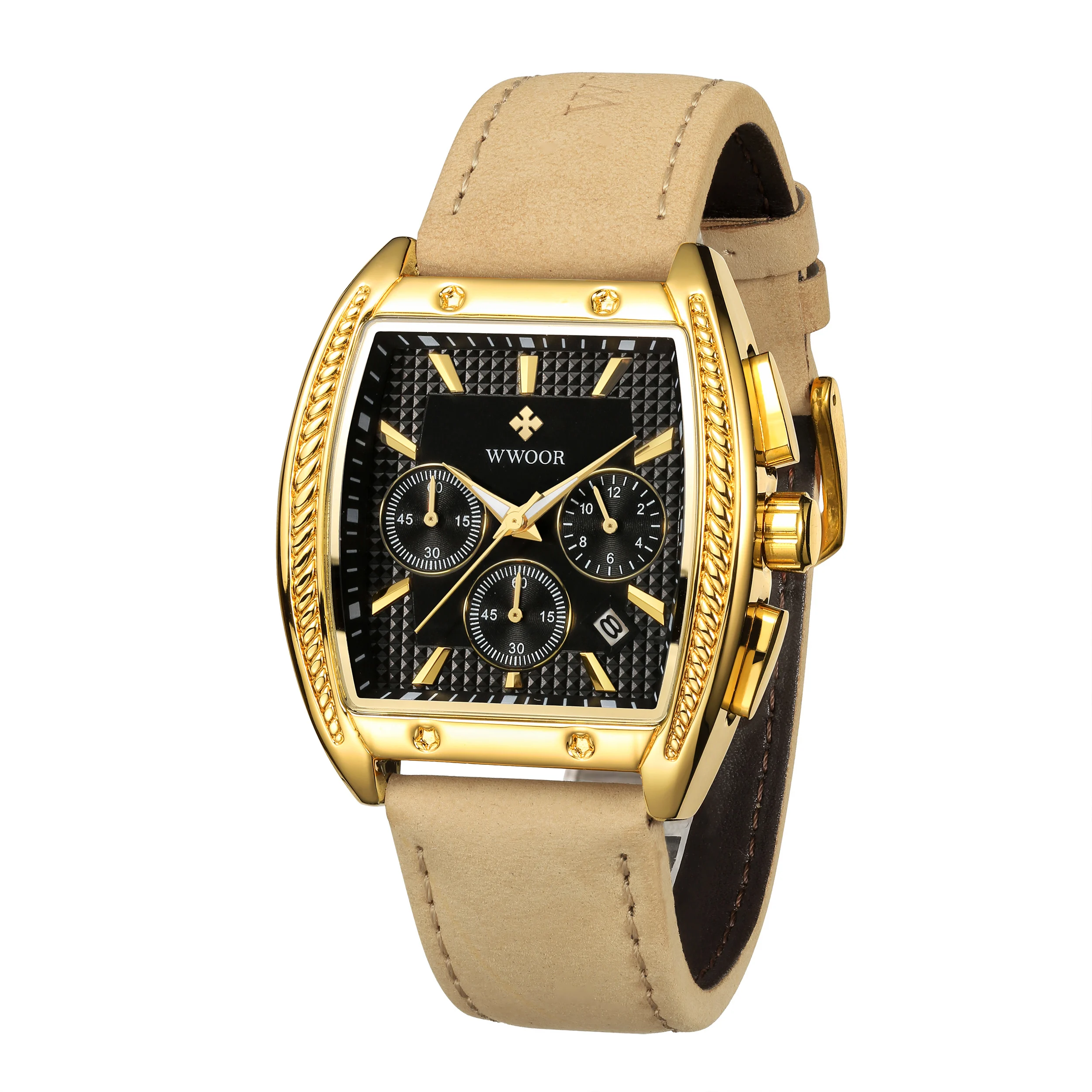 2023 Latest Models WWOOR 8848 Men Watch Genuine Leather Strap Sports Gold Quartz Wristwatch Montre Homme Luxury