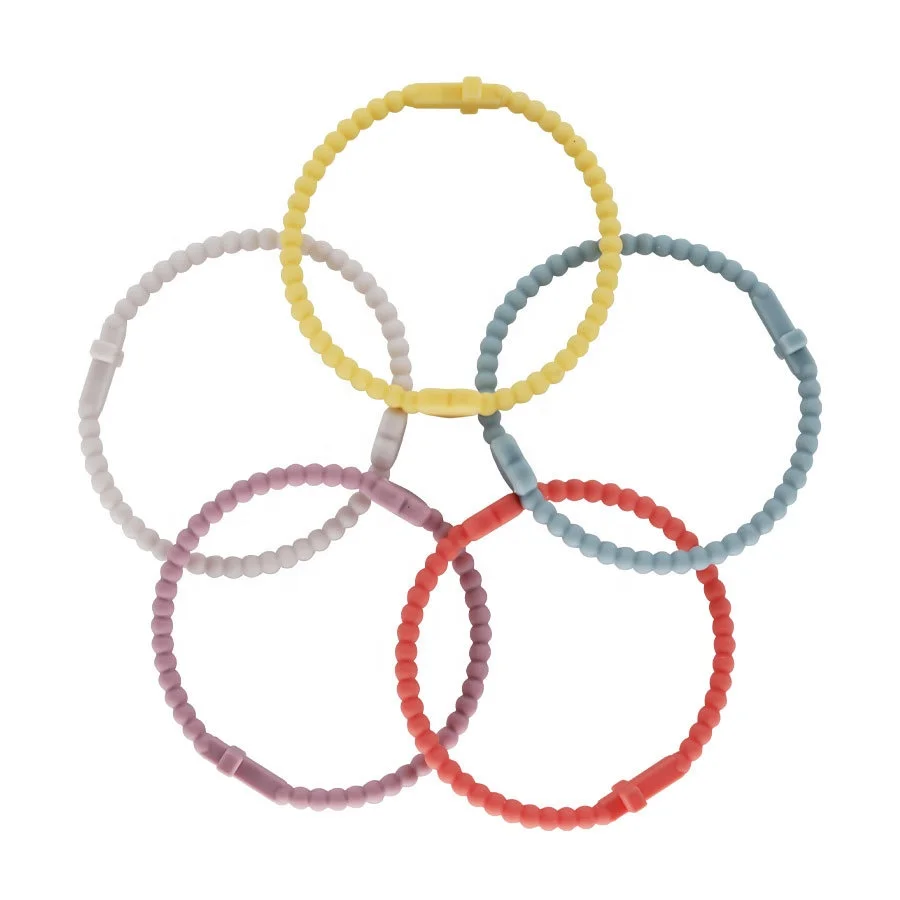 5 Pc/Set Bohemian Jewelry Elastic Religious Cross Love Colorful Silicone Beads Bracelets Set New Arrival 2024