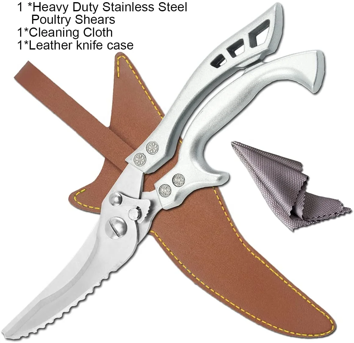 Upgrade Stainless Steel Multipurpose Ultra Sharp Utility Scissors Barbecue Scissors Professional Poultry Shears for Bone Meat