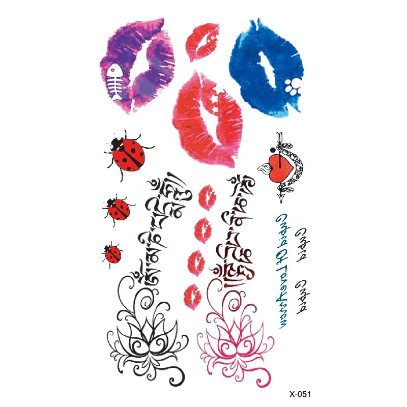 Top Sale Summer Sexy Red Hot Temporary Kiss Tattoo For Lady