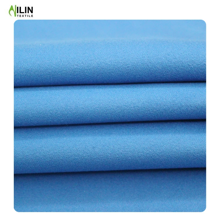 90% polyester 10% polyamide double side brush plain suede fabric