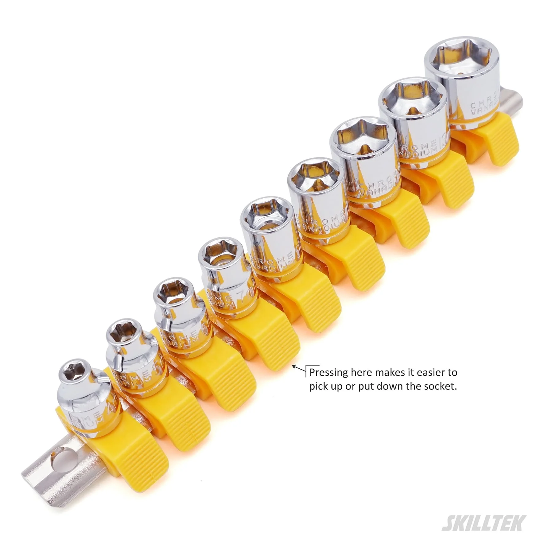 Chrome-Finished DIY Grade Metric Socket Set with Hex Feature for Tight Areas