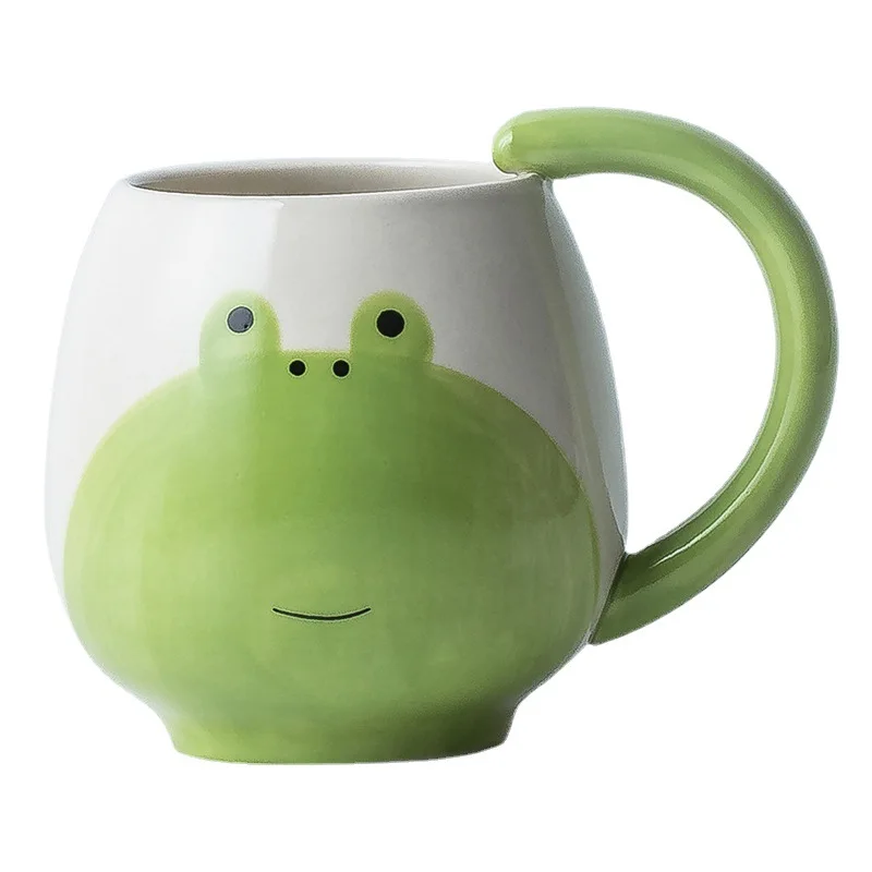 12OZ Ceramic Morning Milk Cup Cute Frog Coffee Mug with Spoon