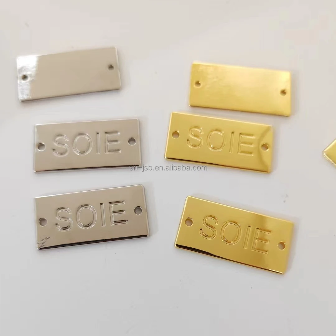 pants metal label imitate gold matte black metal label with back plate clothing label leather patch pants accessories