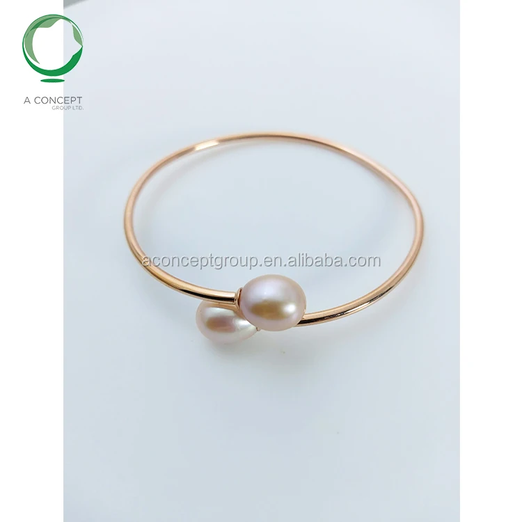 
9MM Fresh Water Pearl 925 Silver Bangle 