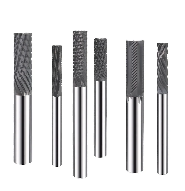 High efficiency cut style diamond coated end mills for cutting FRB fiber sheets
