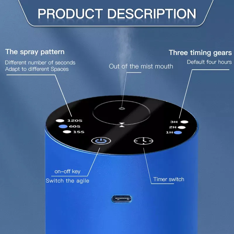 Bedroom hotel portable electric rechargeable fragrance aromatherapy spray nano mist car essential oil waterless diffuser