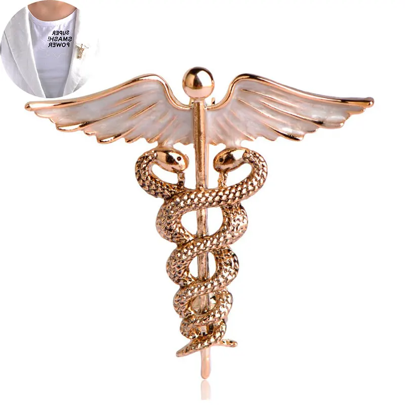 Wholesale Rn Registered Nurse Caduceus Vintage Enamel Caduceus Medical Brooch Fashion Designer Broches Brooch Pin Brooch Pin