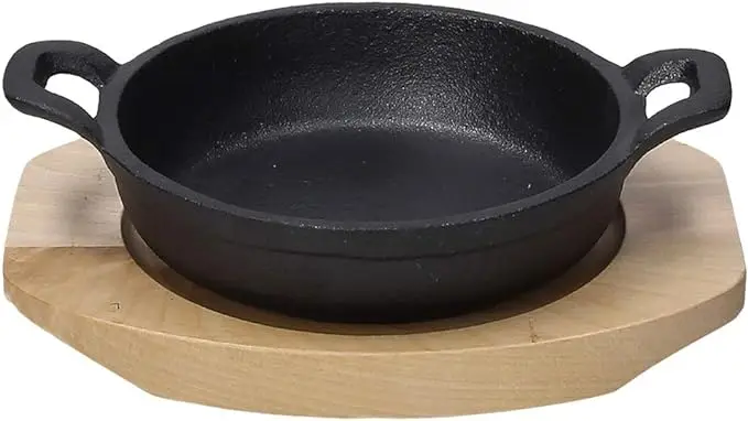 Fusion Taste Cast Iron Frying Pan  mini cast iron sizzler pan with wooden base