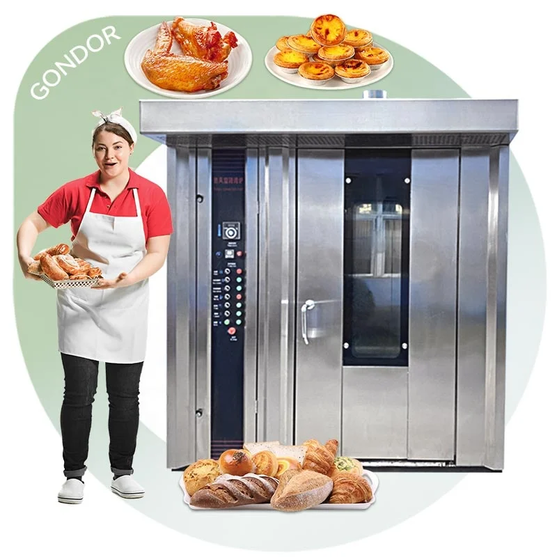 Diesel Oil Electric Shanghai Hot Air Rotate 10 12 16 / 32 / 64 Tray Rotary Bake Oven Italy for Bakery