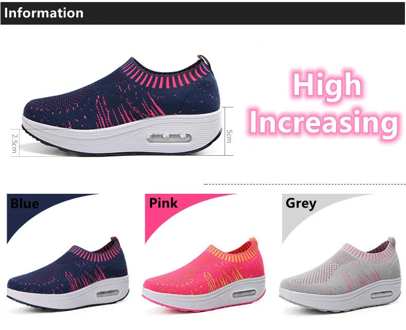 RUIDENG Free Shipping Knit Upper PU Air Cushion Sole Chaussures-Femme-Talon Sexy Breathable Casual Sho Alr  Korean Shoes