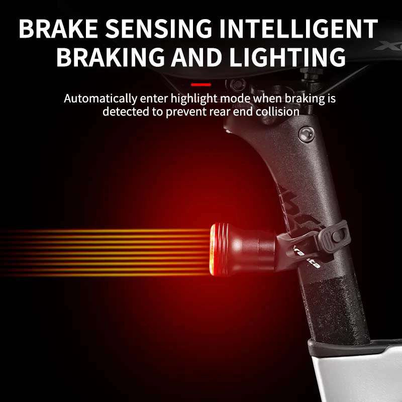 2025 NEW XC Bicycle Smart Auto Brake Sensing Taillight Cycling Tail Light Waterproof LED Charging Bike Rear Light