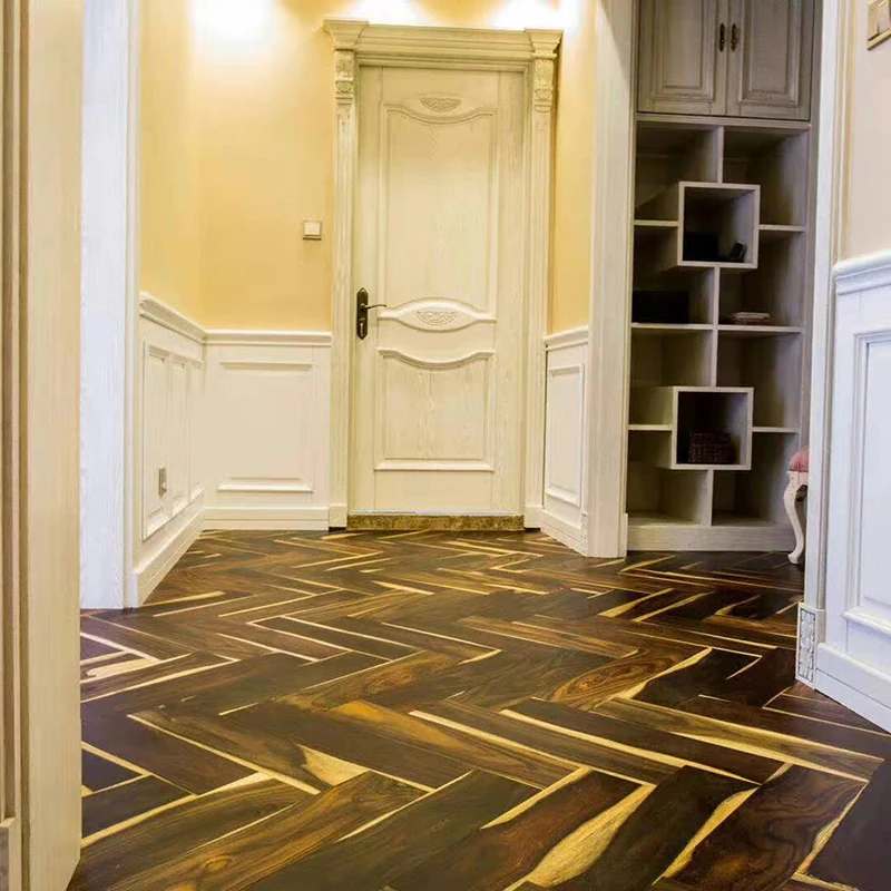 Black & White Ebony/Rosewood / Sonokeling /Mahogany /Black Wood With Sapwood Herringbone Wood Flooring Dalbergia Latifolia Wood