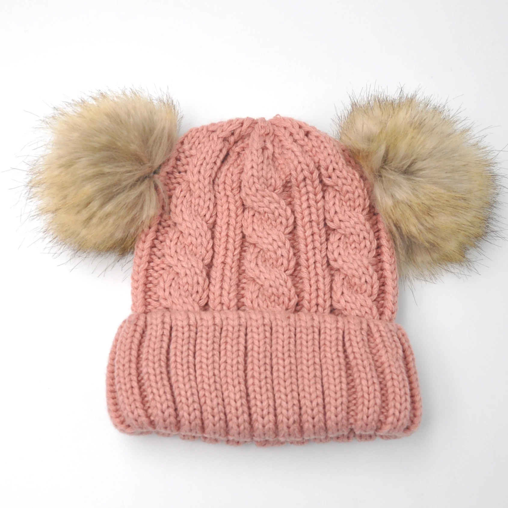 Детская вязаная шапка с помпоном из 100% акрила