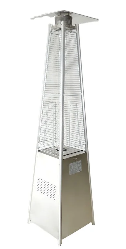 Custom 48000 BTU Flame Patio Heater Stainless Steel Wheels Outdoor Fabrication Services Featuring Glass Tube Tower Propane Cover