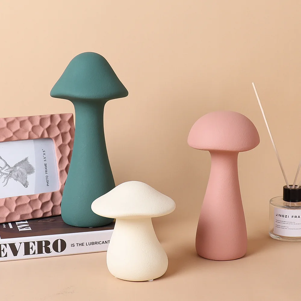 Creative Nordic Modern Home Decor Accessories Mushroom Shape Ceramic Ornaments For Home Decoration