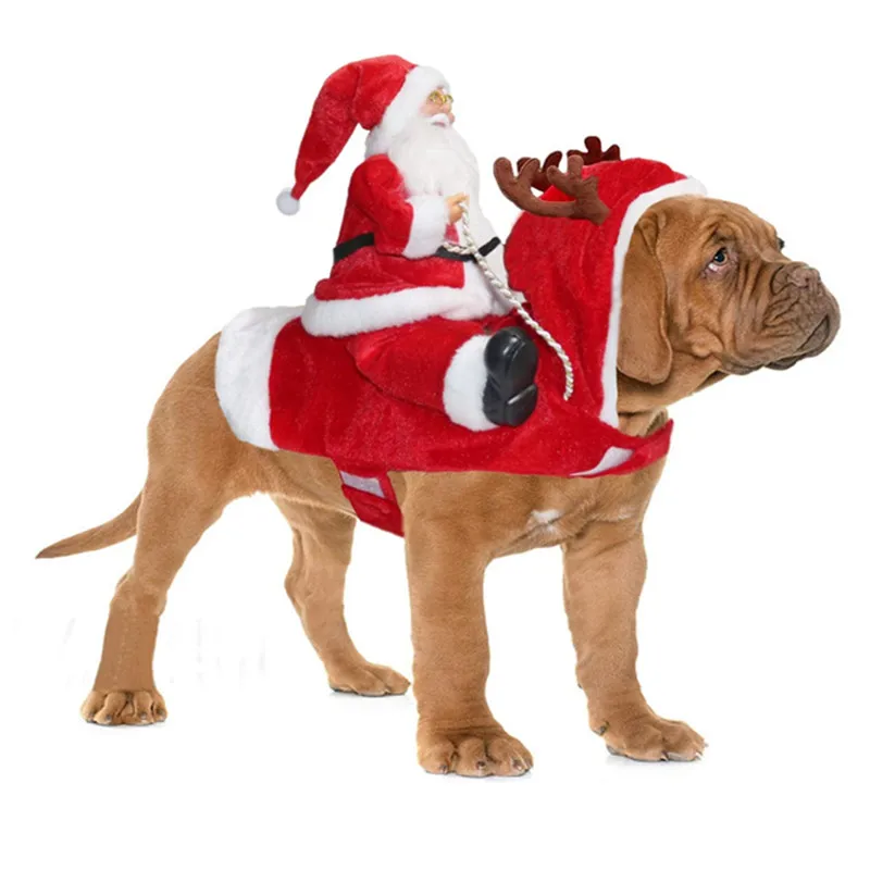Santa Dog Costume Christmas Pet Clothes Santa Riding Pet Cosplay Costumes Party Dressing up Dogs Outfit for Dogs Cats Christmas
