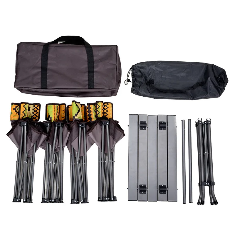 Portable outdoor folding aluminium table and chairs 5pcs set garden picnic barbecue fishing