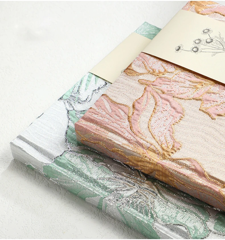 New Premium Embossed Gold Jacquard Lily A5 Student Notebook Cloth Hardcover Notebook Stationery Promotional Notebook Gift