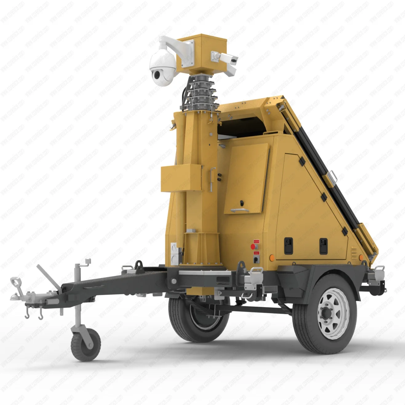 Powered Mobile Lighting Trailer with Telescopic Mast LED Solar Light Tower