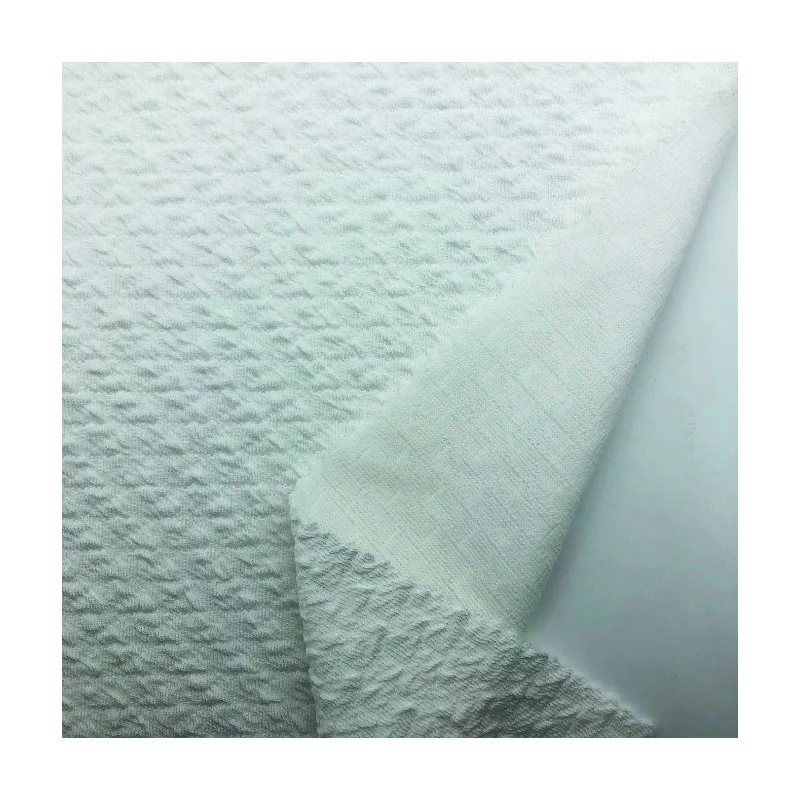 Factory direct wholesale soft hand feel and warm 235GSM 95%P 5%SP double layers crepe jacquard knitting fabric for dress coat