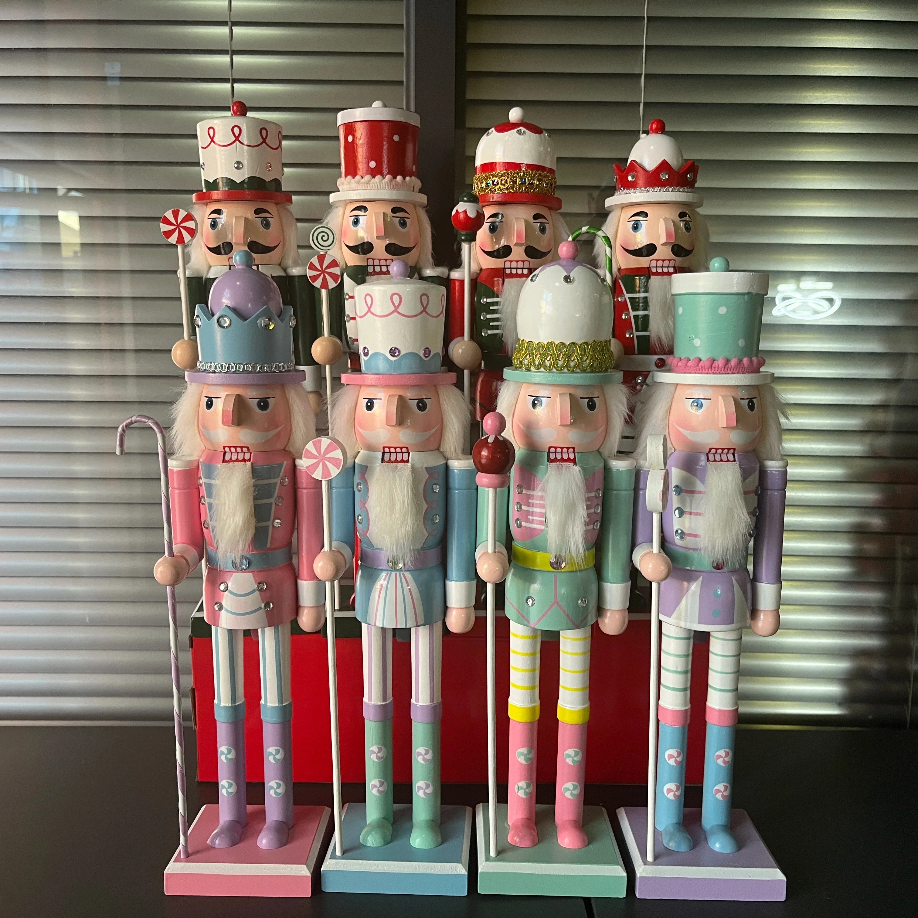 Рождественские подарки розовые конфеты пастельные цвета деревянные рождественские куклы фигурка «Щелкунчик» для Рождественского украшения дома