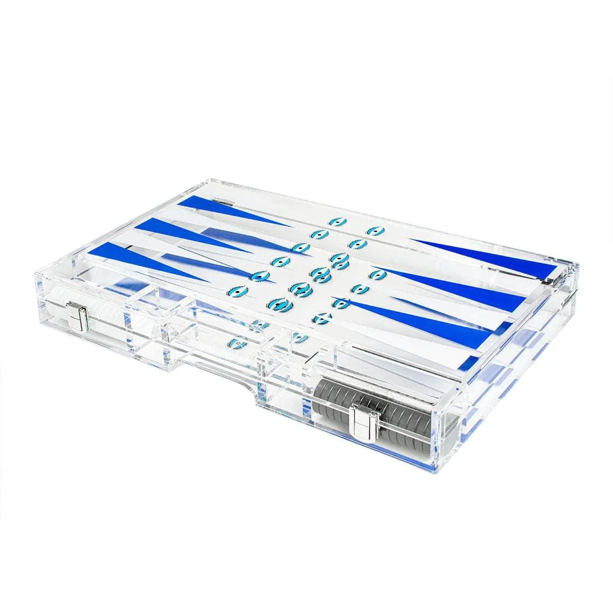 Large size fabulous transparent blue Eye Backgammon Set Folding Plexiglass gift box For family gathering