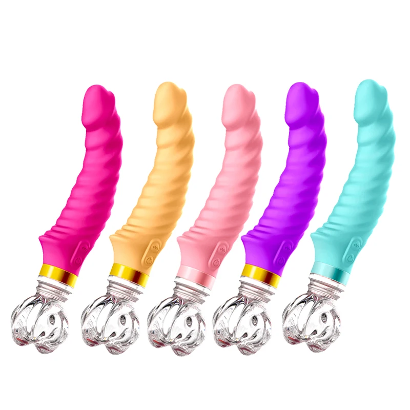 Vibrating dildos for women masturbating with luminous crystal glass grip dildo wand for adults women