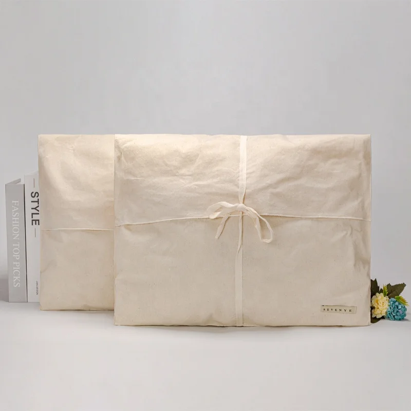 Custom Logo Printed Recyclable Cotton Soft Gift Envelope Flap Jewelry Package Pouch Handbag Shoe Cosmetic Dust Bag