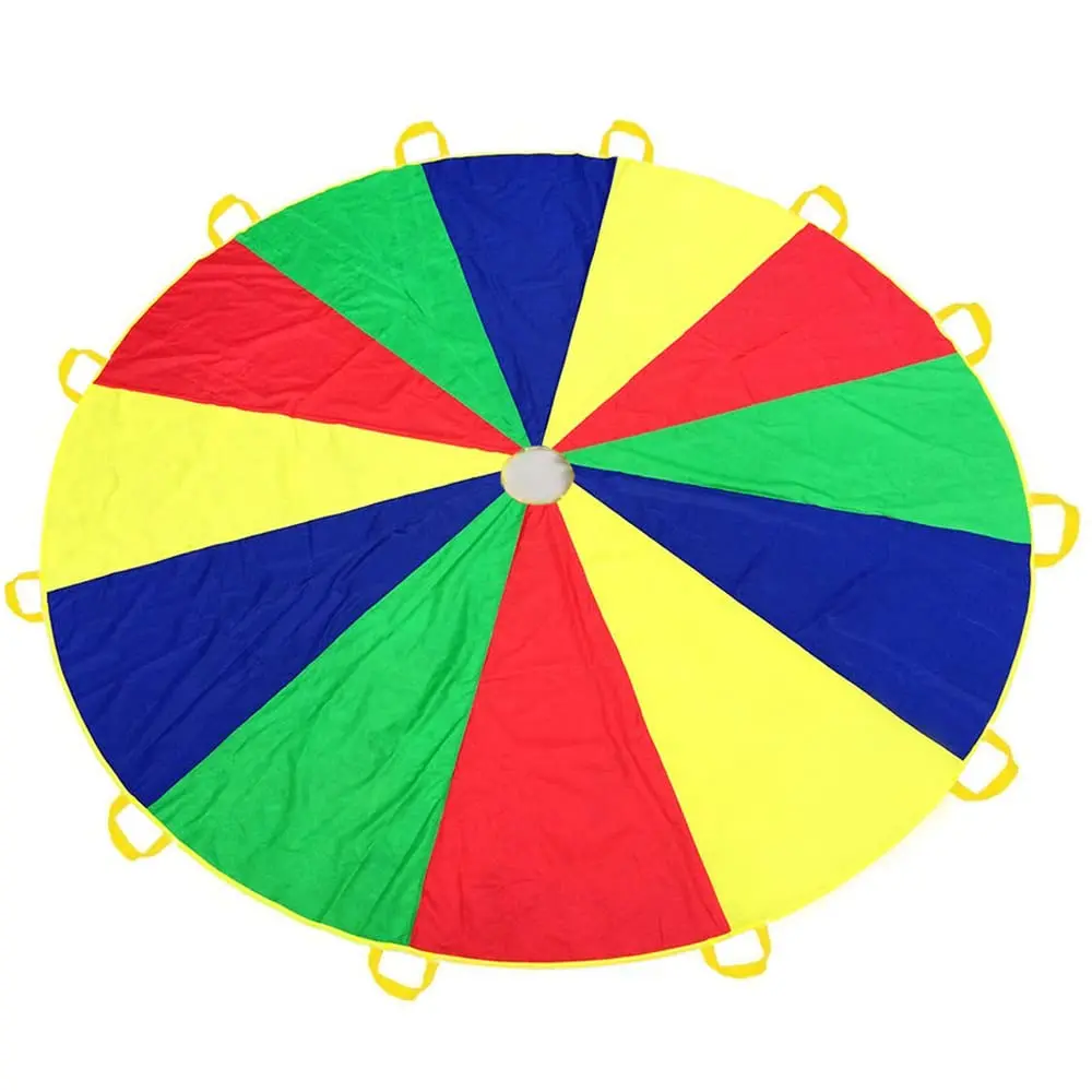 Outdoor Rainbow Umbrella Multicoloured Rip Stop Nylon Kid Parachute Toys For Kids
