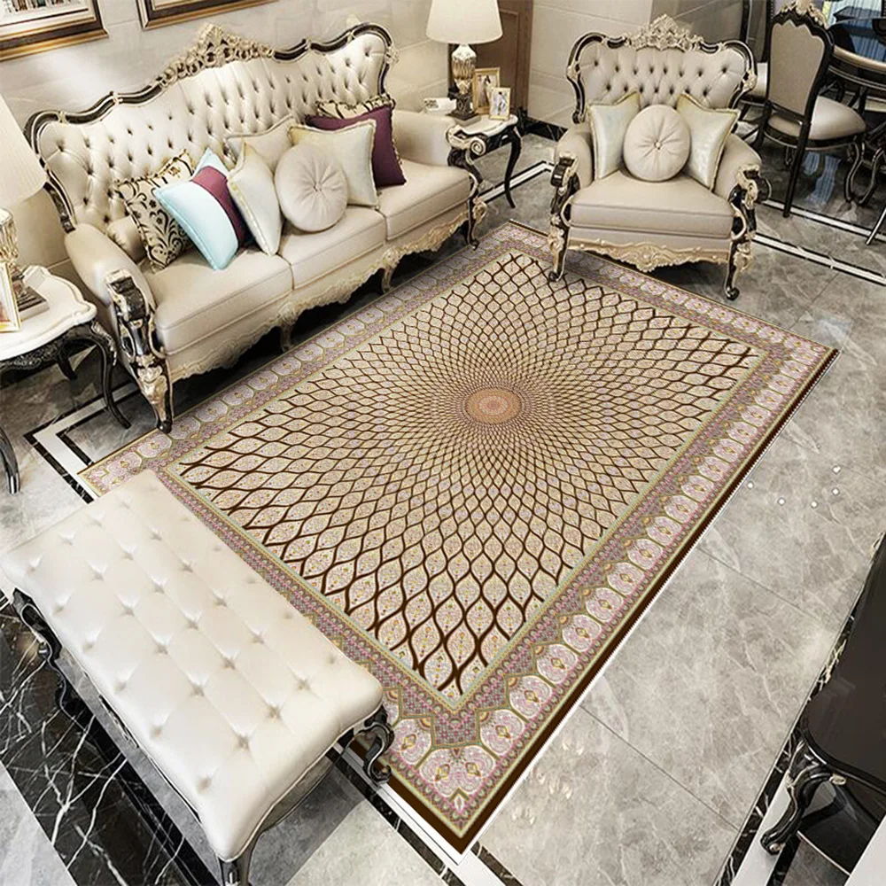 Machine made hand made area beige persian carpet