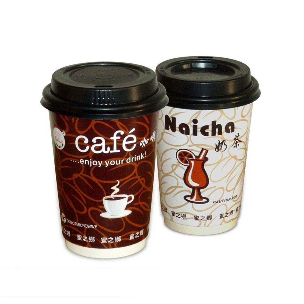  8Oz 12Oz 16Oz Customized Design Paper Cups Disposable Printed Double Wall Ripple