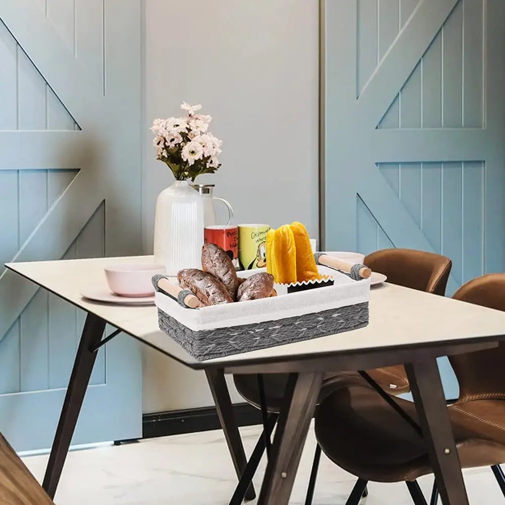 Wicker Baskets for Organizing with Handle Decorative Storage Bins for Countertop Toilet Paper Storage