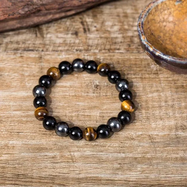 Fashion Jewelry Triple Protection Men Magnetic Hematite Natural Tiger Eye Stone Agate Bead Unique Design Handmade Bracelet Women