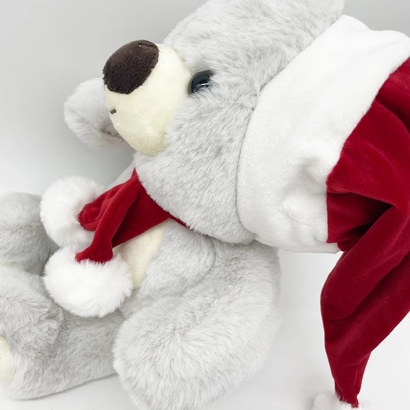 Holiday gift heat transfer logo custom cartoon plush teddy bear toys cute stuffed christmas reindeer doll kids gift