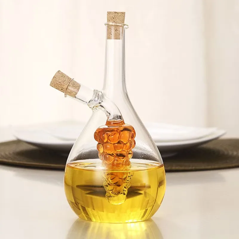 New Grape Style Oil Pot Kitchen Olive Oil & Vinegar Cruet Borosilicate Glass Bottle 65/400ml Capacity