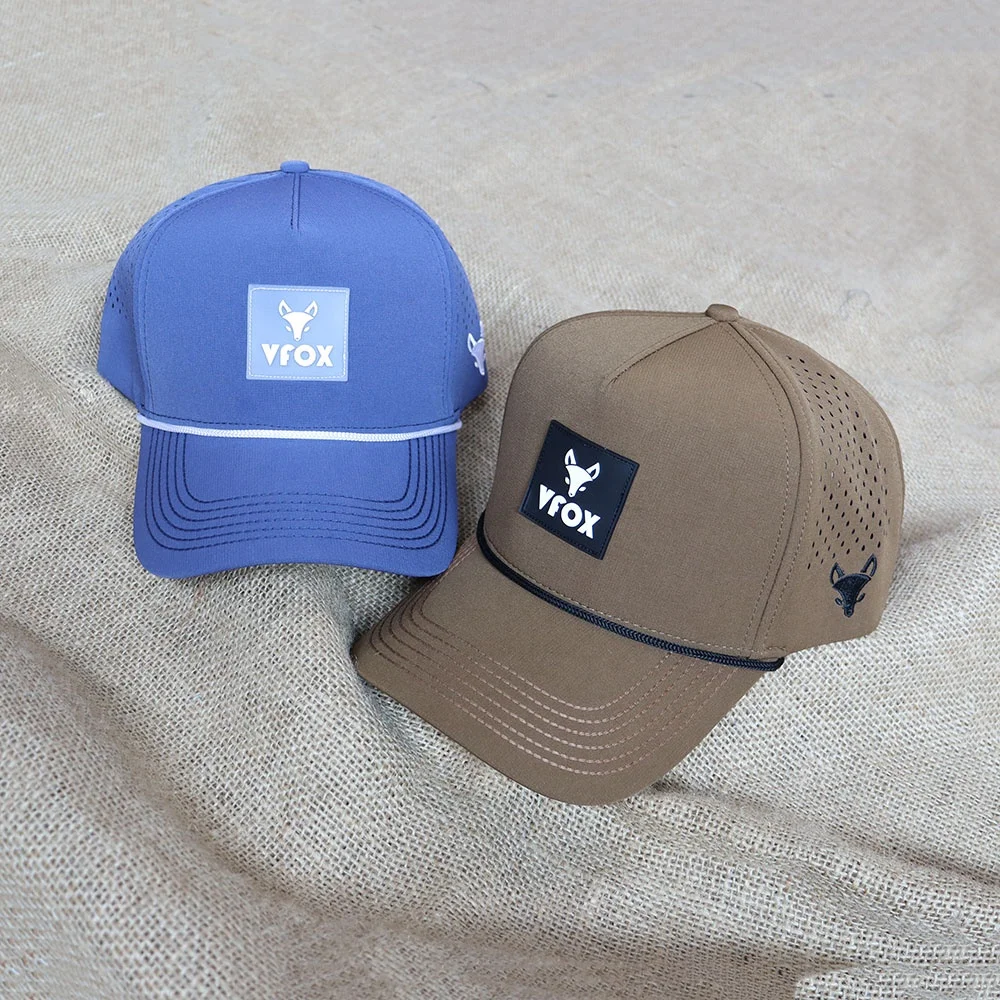 New fashion custom patch logo 5 panel waterproof polyester Sports Golf cap Laser cut perforated rope baseball cap