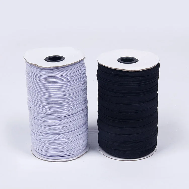 
Factory Price Wholesale White And Black Flat Braid Elastic Band Cord 